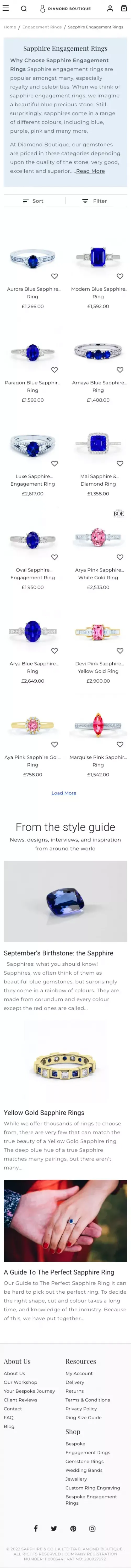 Sapphire Engagement Rings UK | Sapphire and Diamond Ring - Diamond Boutique ® mobile view