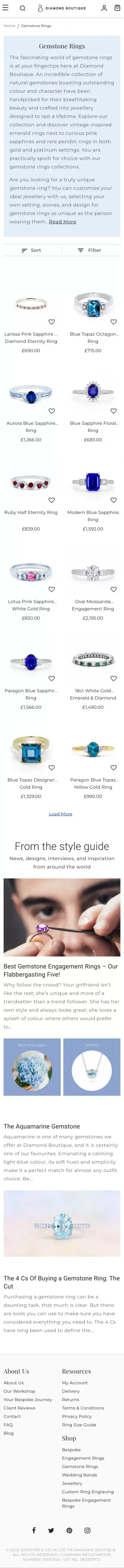 Gemstone Rings UK  - Diamond Boutique ® mobile view