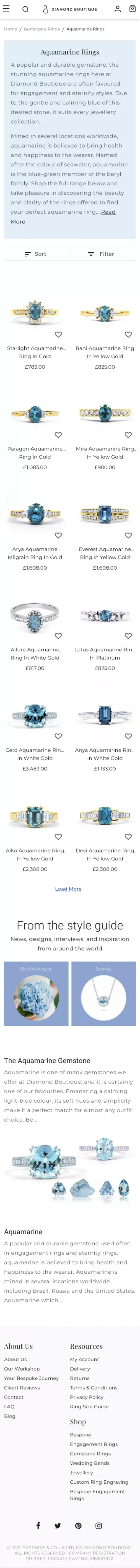 Aquamarine Rings - Diamond Boutique ® mobile view