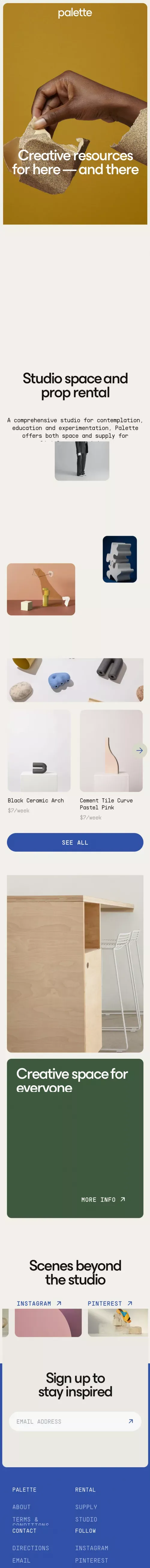 Palette Supply mobile view