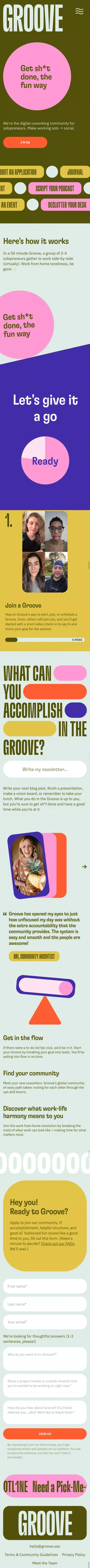 Groove | Digital coworking for solopreneurs mobile view