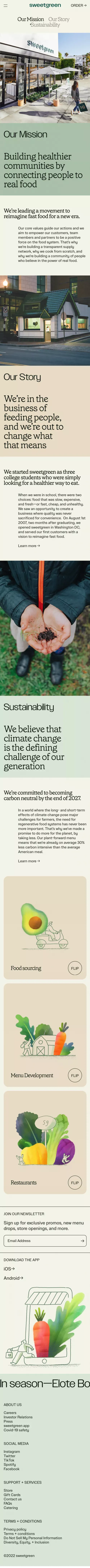sweetgreen | Our Mission | sweetgreen mobile view