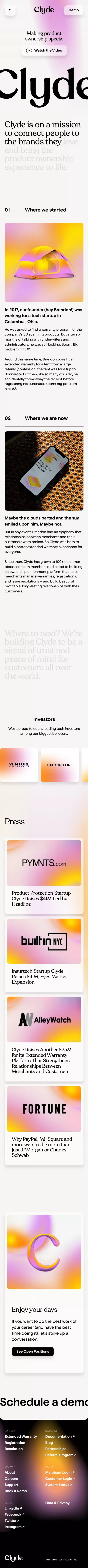 Clyde is rethinking the post-purchase experience | Clyde mobile view