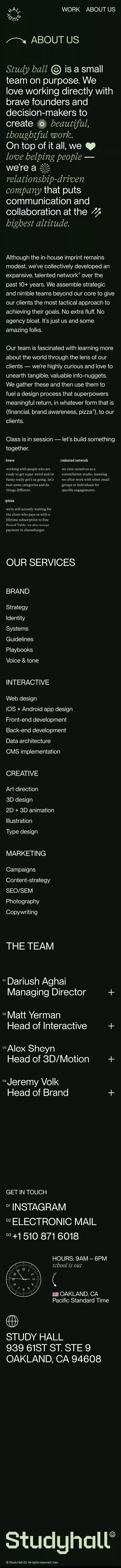About Us - Study Hall Creative mobile view