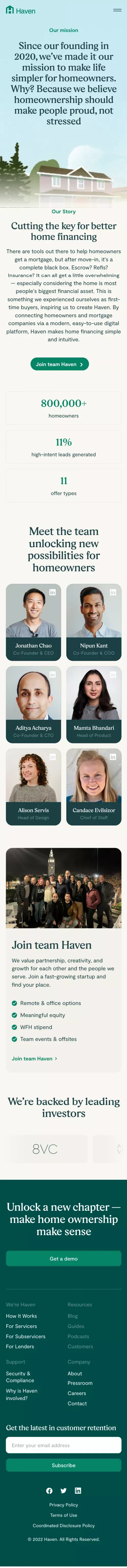 Learn more about team Haven – Haven mobile view