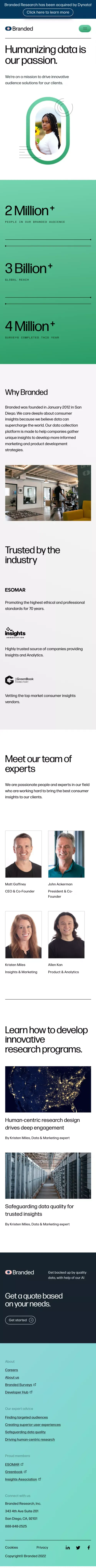 Branded | About mobile view