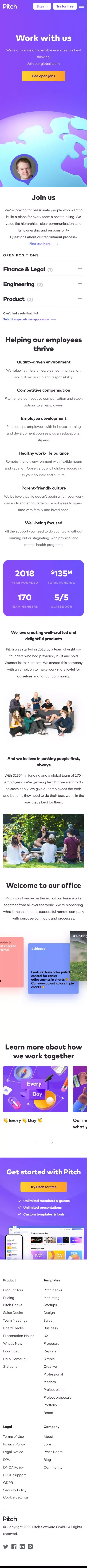 Jobs | Pitch mobile view