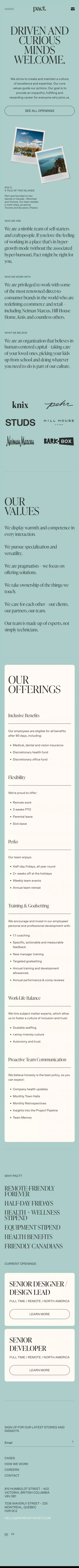 Careers - Pact Studio mobile view