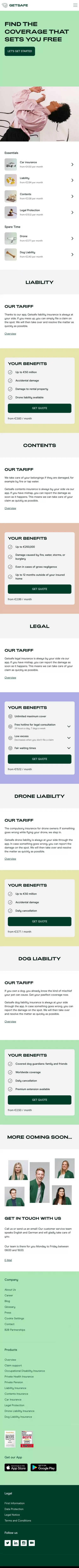 Getsafe Coverage Overview mobile view