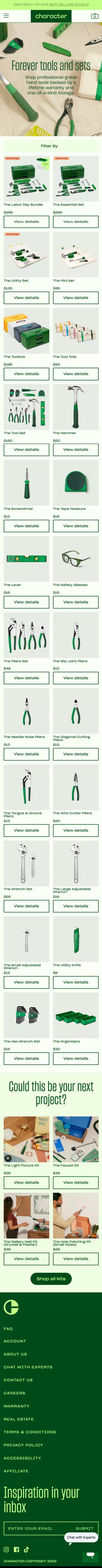 Tools – Character mobile view