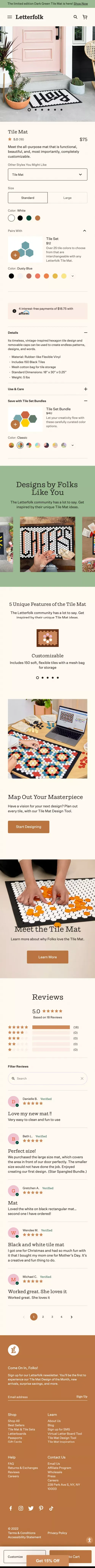 Letterfolk Tile Mat mobile view