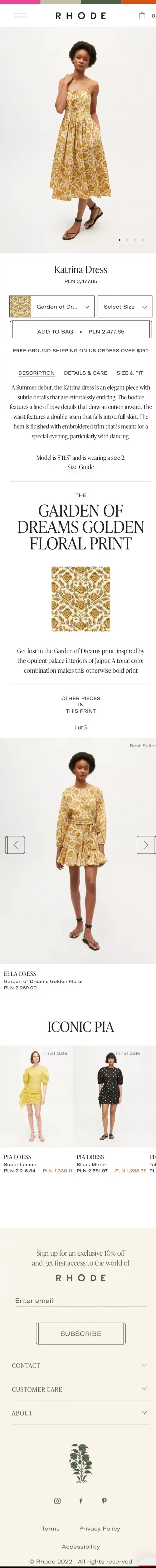 RHODE | Katrina Dress | Garden of Dream Golden Floral mobile view