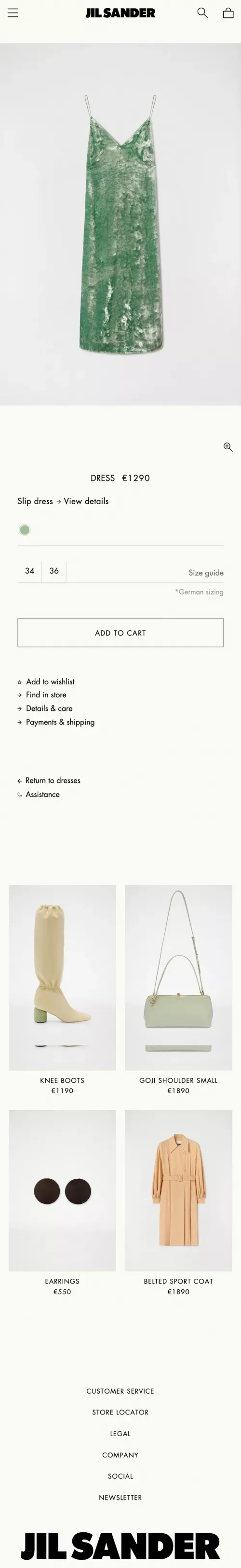Dress | DRESSES | Women | Jil Sander Online store mobile view