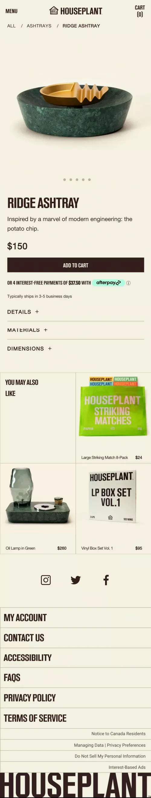 Ridge Ashtray – Houseplant mobile view