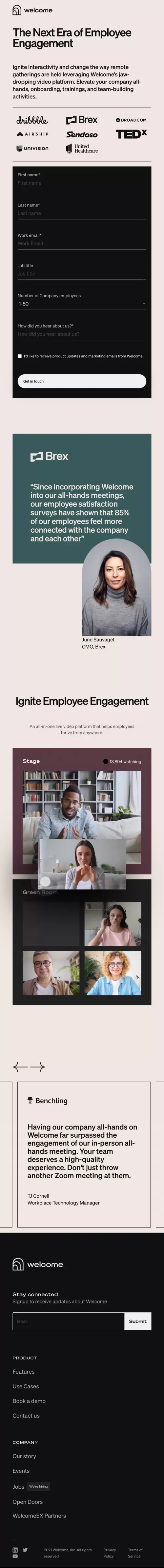 Welcome | Book a Demo mobile view