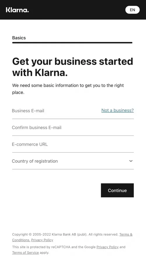 Klarna Merchant Portal mobile view
