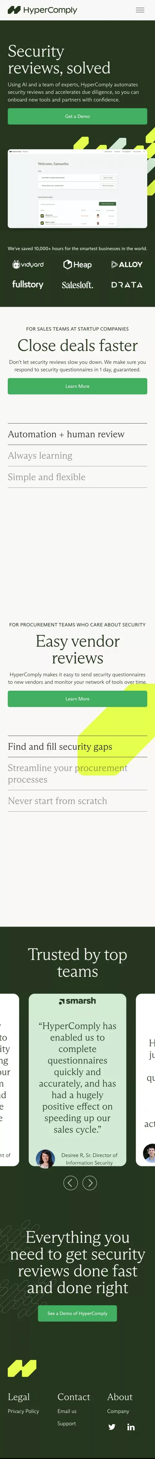 Automate security questionnaires with HyperComply mobile view