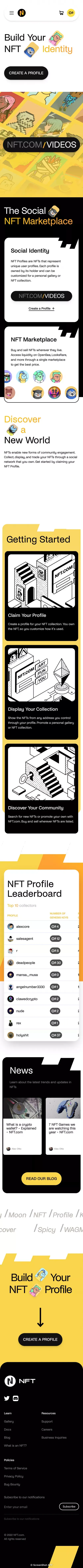 NFT.com | The Social NFT Marketplace mobile view