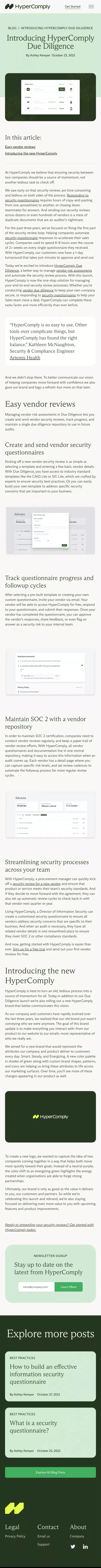 Introducing HyperComply Due Diligence | HyperComply Blog mobile view