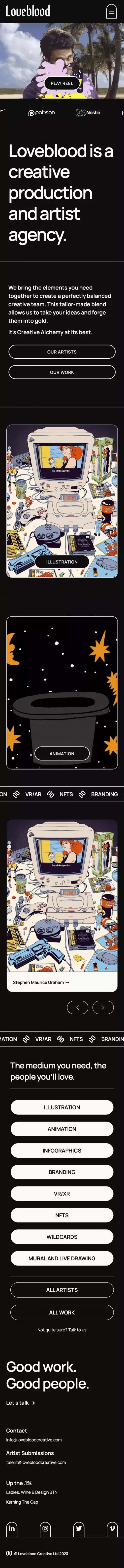 Loveblood Creative - Illustration - Animation & Creative XR mobile view