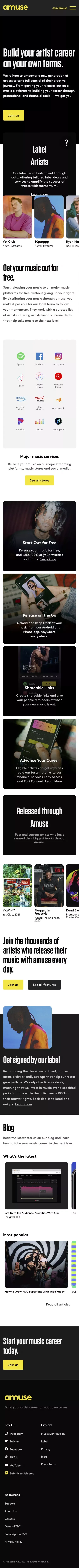 Independent Record Label & Music Distribution | amuse mobile view