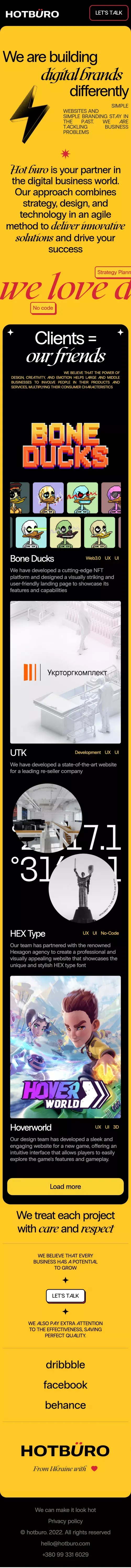 Hot buro | Digital design agency mobile view