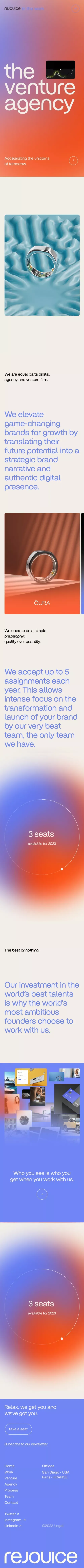 REJOUICE® | Digital Agency & Venture Firm mobile view
