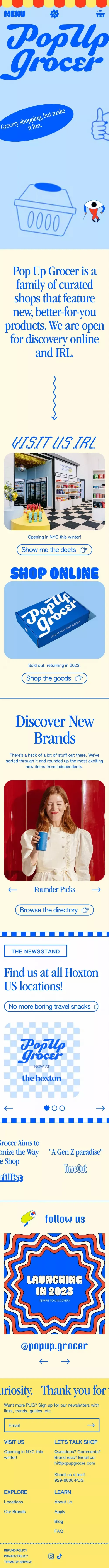 Pop Up Grocer mobile view