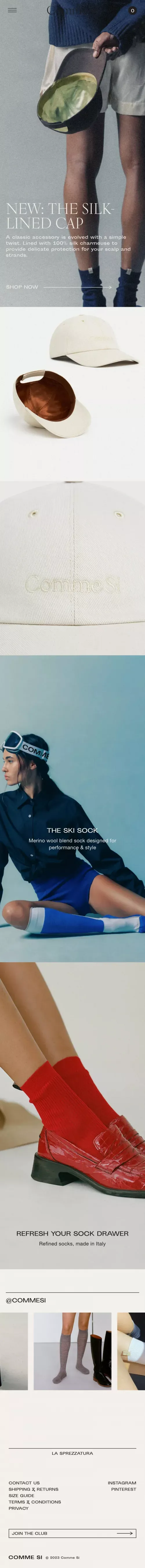 Comme Si, highest quality socks made in Italy mobile view
