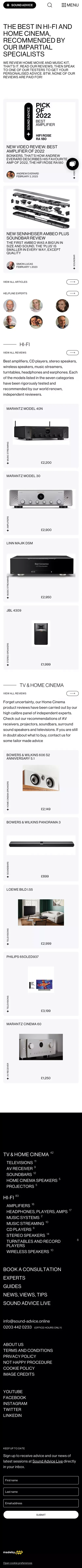 Sound Advice - World class hi-fi, home cinema reviews mobile view