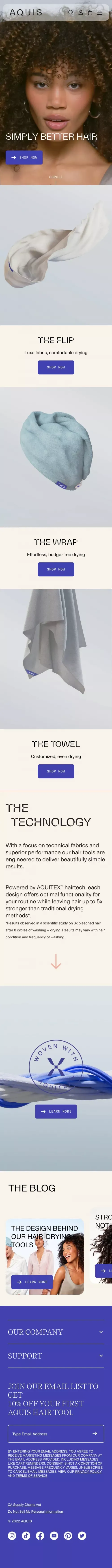 AQUIS | NEW Hair-Drying Tools | Simply Better Hair, Powered By AQUITEX mobile view
