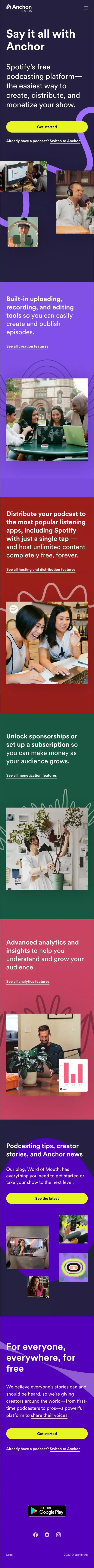 Anchor - The easiest way to make a podcast mobile view