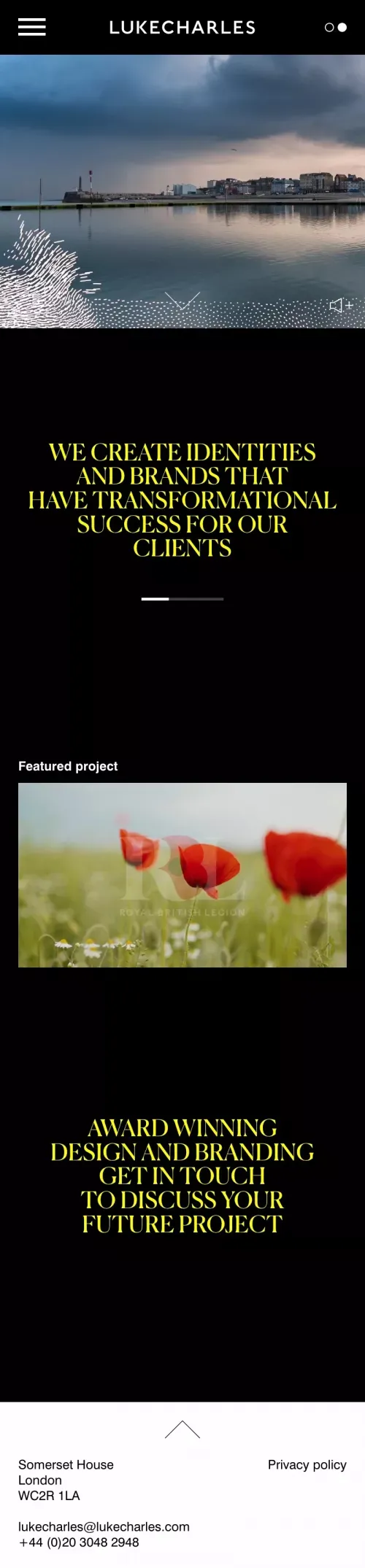 LUKECHARLES | Award winning design & branding mobile view
