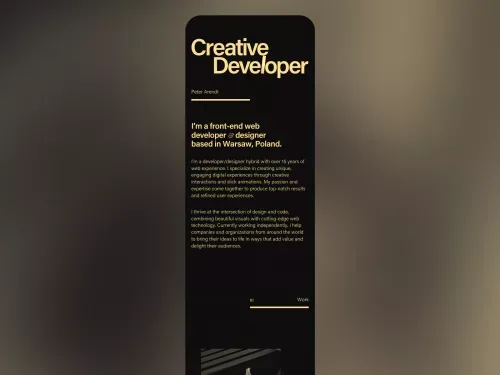 Peter Arendt — Creative Developer mobile view