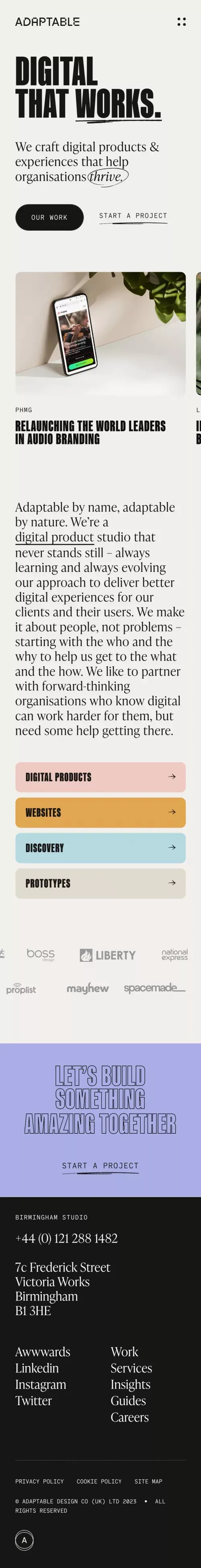 Digital Product Studio Birmingham | Adaptable mobile view