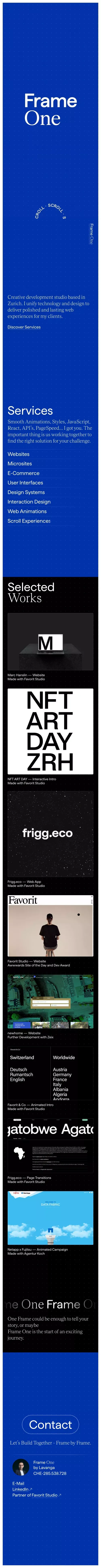 Frame One – Creative Web Development Studio mobile view