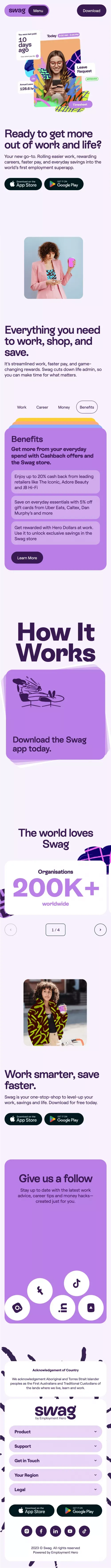 Swag: The All-in-one Superapp For Smarter Work, Career & Life. mobile view