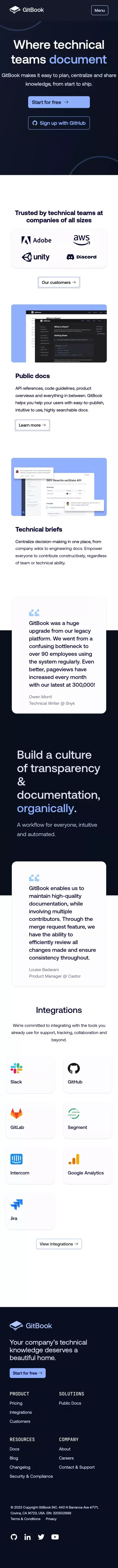 GitBook - Where technical teams document. mobile view