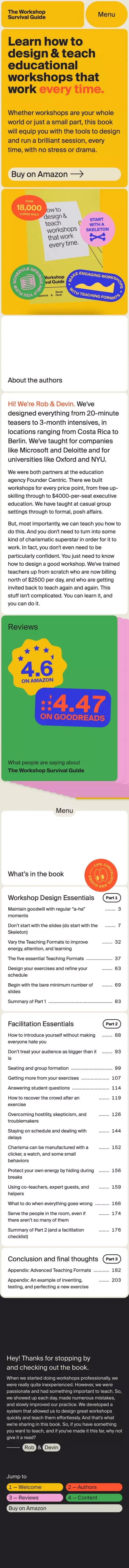 The Workshop Survival Guide mobile view