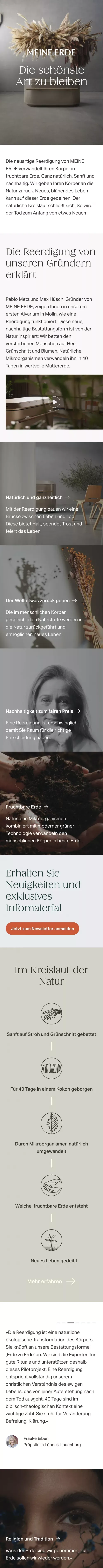 MEINE ERDE: Anbieter fÃ¼r die Reerdigung | natÃ¼rliche Bestattung mobile view