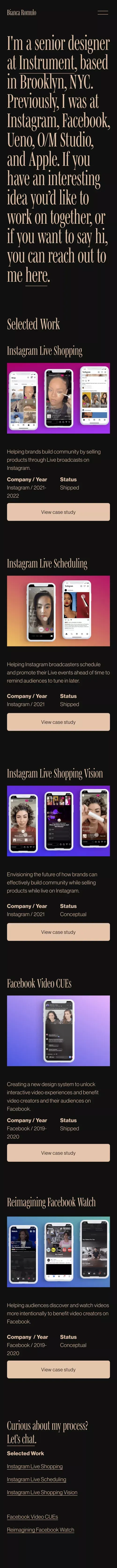 Bianca Romulo mobile view