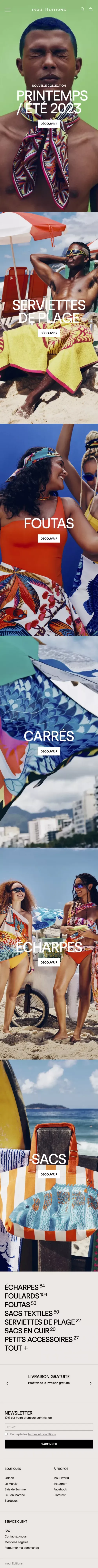 Écharpes, foulards, foutas et sacs imprimés — Inoui Editions mobile view