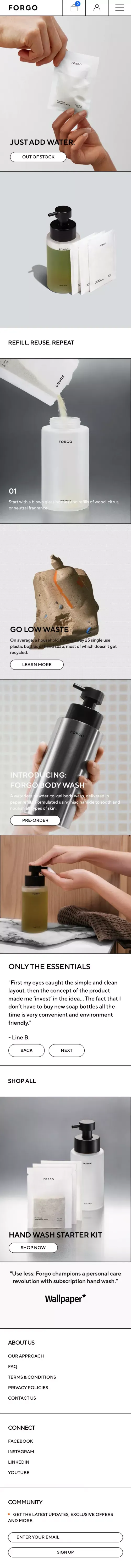 FORGO | Hand wash Refills Reinvented – FORGO waterless personal care mobile view