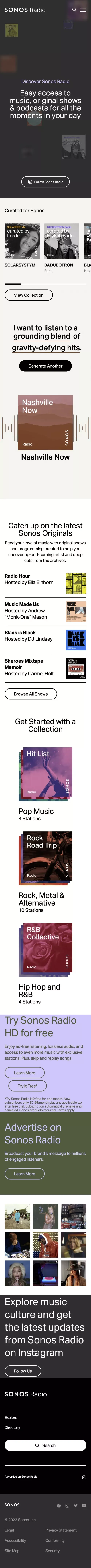 Sonos Radio | Original music stations and shows for all of life's moments mobile view