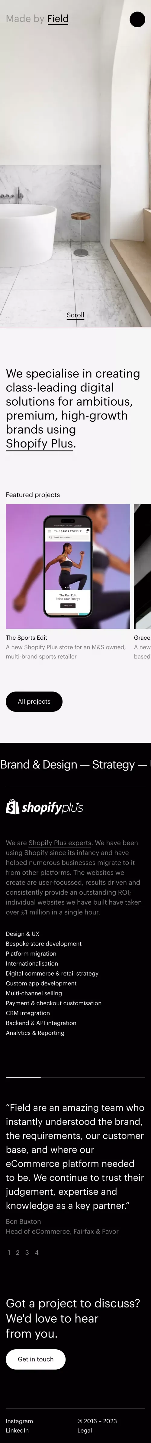 Made by Field | Shopify Plus Agency | Shopify Designers & Developers mobile view