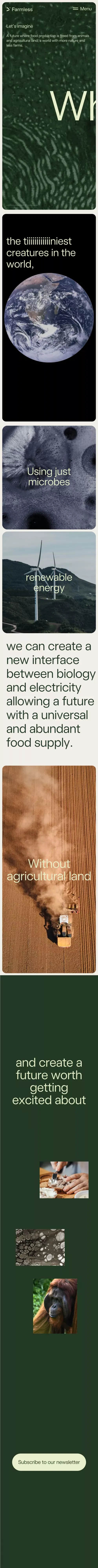 Farmless - planet friendly proteins mobile view