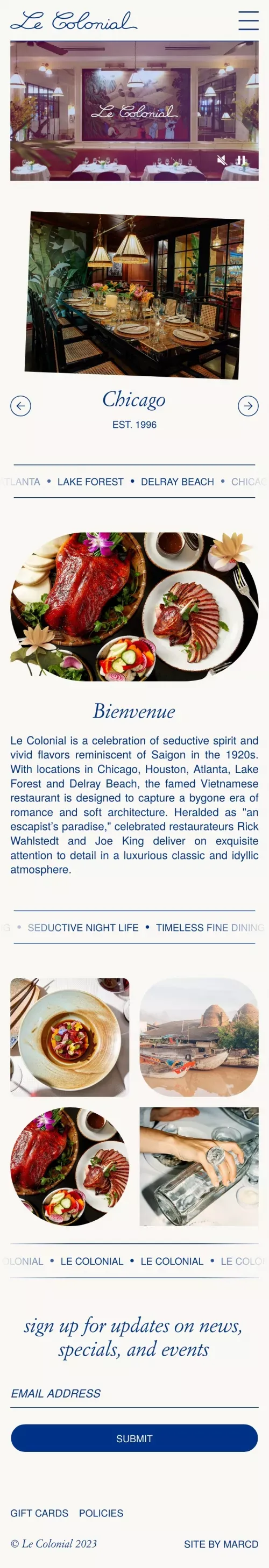 Le Colonial mobile view