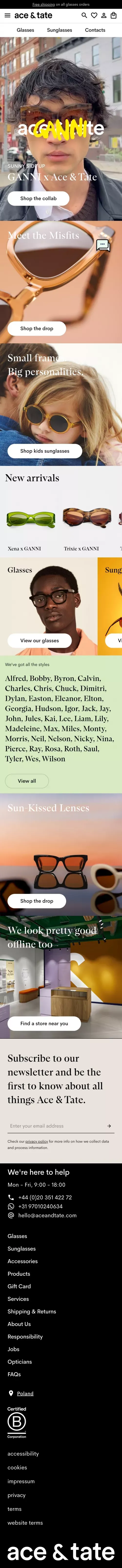 Quality Prescription Glasses from â¬110 | Ace & Tate mobile view
