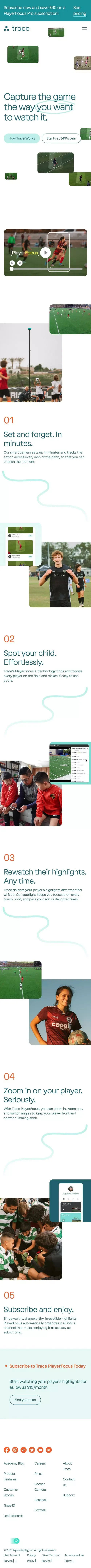 Trace | Automated Sports Camera System & Tracking Software mobile view