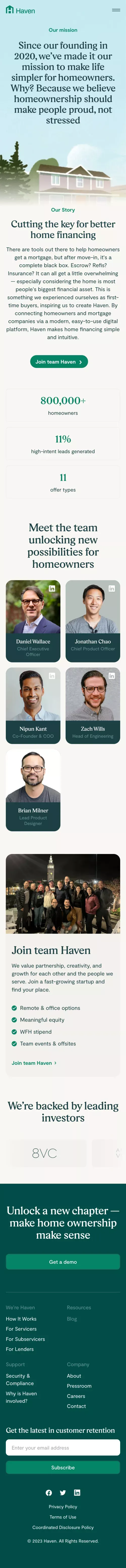 Learn more about team Haven – Haven mobile view